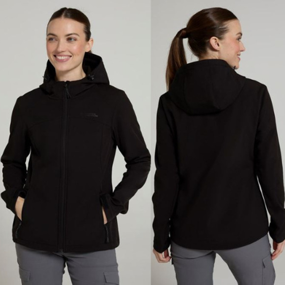 Mountain Warehouse Exodus Water Resistant Softshell Jackets Jet Black Women's XS - Picture 1 of 8